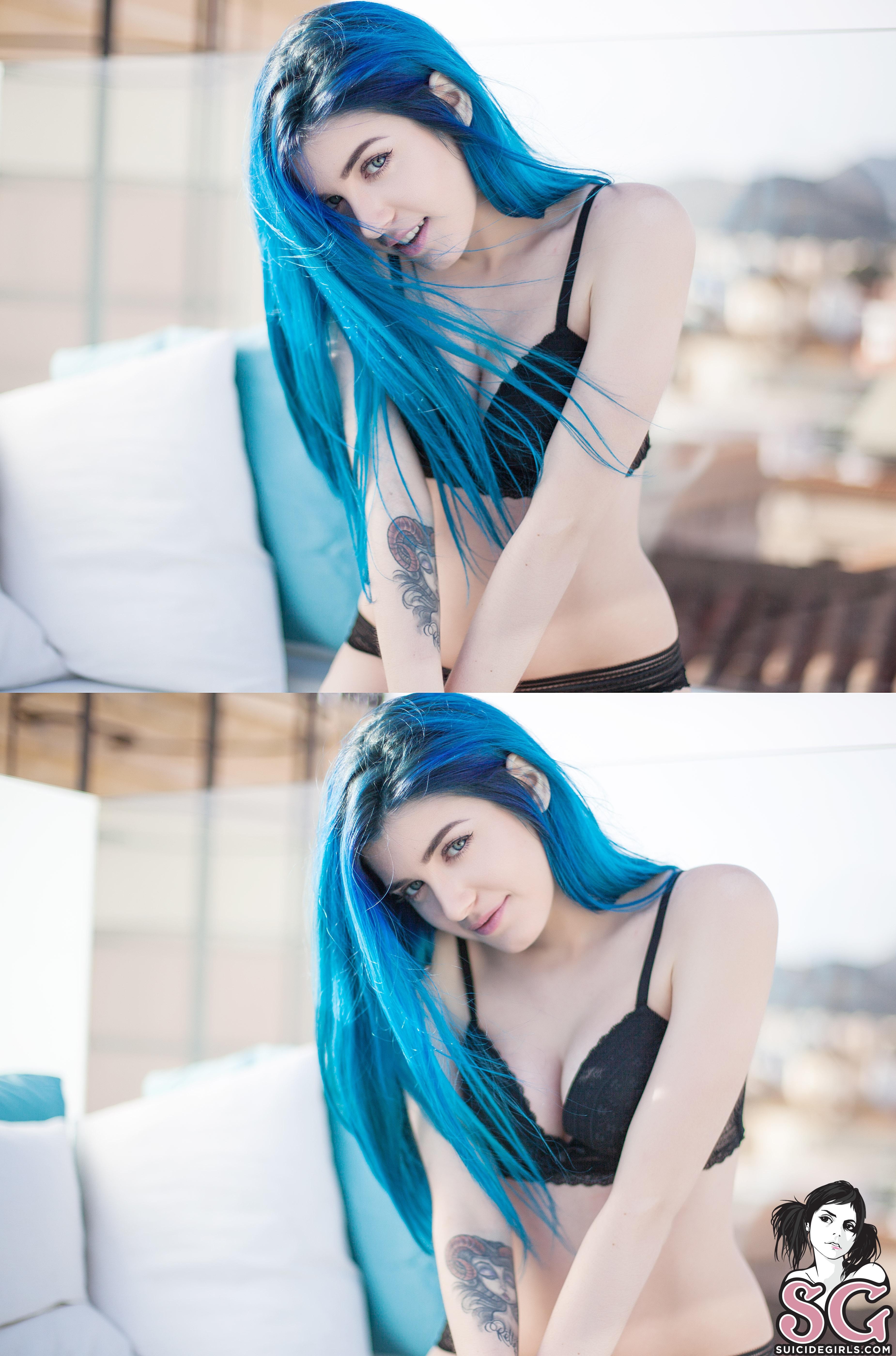 Sunburnt blue hair tatted milf best adult free photos