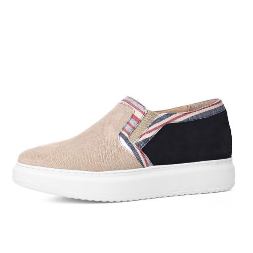 Handcrafted elevator slip-ons with upper in sand "raphia", dark blue suede and fabric details. The white sole is made of natural rubber.

https://www.guidomaggi.com/us/gijon.html