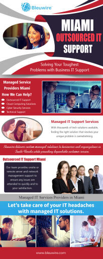 Managed IT Services Providers In Miami Can Cut Down on Labor Costs at https://bleuwire.com/

Service us
Outsourced IT Support Miami			
Miami Outsourced It Support
Network Support Fort Lauderdale 

The popularity of using these types of Managed IT Services Providers In Miami through providers is increasing day by day because every business owner wants to get the maximum business stability and profits at the minimal cost by focusing on basic of core business instead of IT infrastructure. As a result managed security such as entire system management, log analysis of delivery mechanisms, software as a service (SaaS) and cloud services within the premises for device monitoring and management have become a compulsion.

Contact us
Address-10990 NW 138th St, STE 10,Hialeah, FL 33018
Phone- +1 (888) 509-0075
Email -info@bleuwire.com

Find us 
https://goo.gl/maps/JPXT11zGsvR2

Social
https://twitter.com/bleuwire/
https://www.instagram.com/bleuwireitservices/
https://www.reddit.com/user/bleuwireITServices
https://enetget.com/MiamiITServices
https://bleuwire.contently.com/