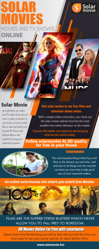 Stream and download pictures online with solarmovie at https://solarmovie.fun/

The world wide web is changing many businesses now, even the way we let films to see in our houses. The typical movie rental shop has been replaced by companies offering the choice to rent many movies online. The most important thing is that if you rent films on the internet, you save time, cash and have to do things more the way that can leave you more time to take good care of more important matters. It's more suitable to watch films on the solarmovie than in the shop.

My Social :

https://twitter.com/_SolarMovies
https://www.pinterest.com/solarmoviezfun/
https://www.instagram.com/solarmoviezfun/
https://www.youtube.com/channel/UCjXQwn0mDCmIZ_0MBzhzmEQ