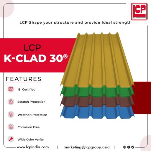 LCP India is one of the leading Trapezoidal Profile roof sheet manufacturer in Chennai India. LCP Trapezoidal Profile K-CLAD® 30 Features are a unique blend of characteristics provides a low installed cost, Reduces support structures, Provide excellent spanning capability with good water carrying capacity and Provides greater foot traffic performance.

For More Information:- https://lcpindia.com/trapezoidal_profile
Address: Plot No.F88-F92,SIPCOT Industrial Park, Irungattukottai - 602105, Tamil Nadu, India.
Contact us: +918754549007
Mail us: lcpindia@lcpgroup.asia
Visit Us: www.lcpindia.com
