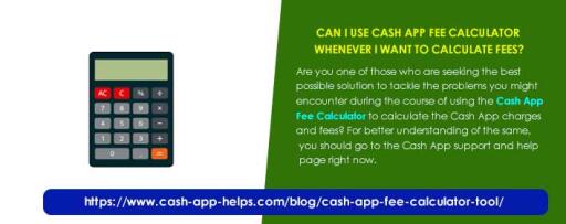 Are you one of those who are seeking the best possible solution to tackle the problems you might encounter during the course of using the Cash App Fee Calculator to calculate the Cash App charges and fees? For better understanding of the same, you should go to the Cash App support and help page right now.  https://www.cash-app-helps.com/blog/cash-app-fee-calculator-tool/