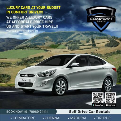 We offer a luxury cars at affordale price hire us and start your travel!! 
Contact :079989 94111 
https://www.comfortdrive.in/  
#carrental #rentalcars #lowrent #cars #selfdrivecars #travel #budget #affordable #tourism #tour #cartrip #safejourney