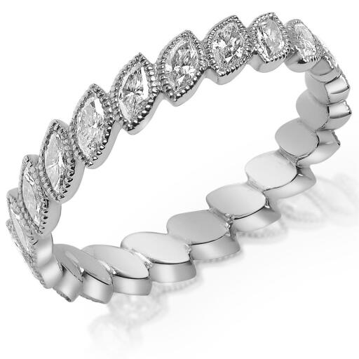 This 21 Stone Diagonally Bezel Set Marquise Diamond Eternity Band with Milgrain Trim Diamond 1.07cttw is available on Solomonbrothers jewelry store so if you love it and you want to but it then visit solomonbrothers jewelry store in Atlanta, GA.  
https://www.solomonbrothers.com/
