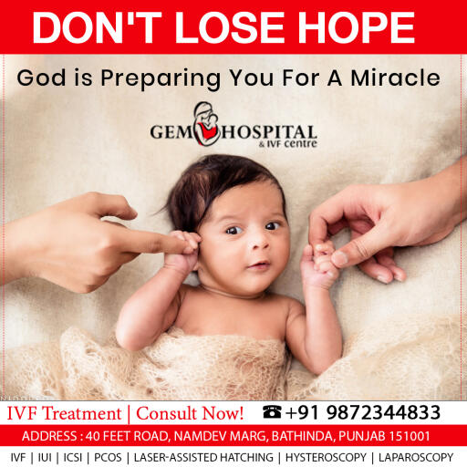 Dr. Neera Gupta
Gem Hospital and IVF Centre	
Address: 40 Feet Road, Namdev Marg, Bathinda, Punjab 151001	
Phone: 9872344833
