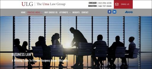 We service business of all kinds and we can help you with all of your business needs. Small Business lawyer, Business attorney Chicago, Houston, Dallas and Illinois USA. 

https://www.theumalawgroup.com/business-law 

The Uma Law Group provides a comprehensive range of business services. Because we are a personalized law firm, we will work closely with you to determine which approach is best for resolving your complex legal issues. If you’re operating a company, whether it’s a start-up or well-established, we can help. We have tech-savvy attorneys who specialize in intellectual property, contracts, licensing and internet law. Our attorneys have the knowledge to handle the complexities of an ever-changing unique online world. What sets us apart from other firms is our broad range of experience, our creativity, our integrity, and our unflagging efforts to achieve our client's’ objectives. Ranked #1 Business Law Firm in Chicago by the International Business Times, we have the skills to help you and your business thrive.

#Businesslawyerchicago #Businesslawyerhouston #Businesslawyerdallas #generalcounsel #generalcounselchicago #startuplawyerchicago #Businesslawyer #Corporatelawyer #Startuplawyerhouston #Trademarkattorney #Employmentattorney #Businesslegalhelp #BusinesslegaladviceChicago #healthcarelegallawyer #healthcarelawyer #bestlawyerinUSA #toplawfirmsinchicago #smallbusinesslawyer #Financialserviceslawyer #complexlitigationlaw