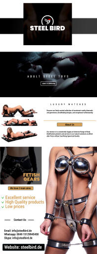 Steel Bird is the best destination to shop for adult toys for women online that too at great prices. As a leading manufacturer and supplier of adult toys, we are dedicated to providing you with quality products. Contact us! For more details please visit: https://steelbird.de/