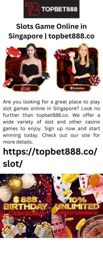Are you looking for a great place to play slot games online in Singapore? Look no further than topbet888.co. We offer a wide variety of slot and other casino games to enjoy. Sign up now and start winning today. Check out our site for more details.


https://topbet888.co/slot/