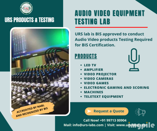 Audio Video Equipment Testing will enhance your streaming quality as well as create more engagement with audiences. People want smooth audio and video quality so that their curiosity will remain consistent throughout the video.

Get a quote: +91-9971300904
Website: https://urs-labs.com/audio-video-products/