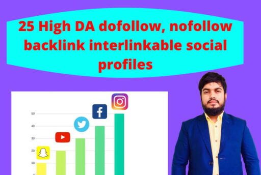 Best do follow | Best backlinks | good backlinks |social network | profile creation| link building | social profile
I will increase your domain authority Moz DA with high authority backlinks. If you are looking to boost your Google Rankings to the first page with only white Hat Techniques then you are at the right Gig. These bring more benefits when we interlink the main social profiles like Facebook, twitter, LinkedIn, G+, Pinterest, Instagram etc. with them. This process helps to index the profiles quick and increase the rank. 
Benefits of this service:
increase organic rank
increase web traffic
help to rankup or optimize the keywords
If You Want See My Sample or previous work Report Please Let Me Know.


25 high da dofollow, nofollow backlink interlinkable social profiles

dhaka ashulia 1341

01955211478

https://www.fiverr.com/share/qelGg2