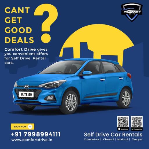 Want to grab some good deals on self-drive cars hiring Comfort Drive is the best solution.
https://comfortdrive.in/
Contact: 079989 94111