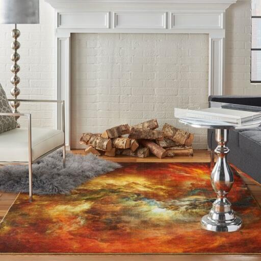 Nourison Le Reve LER07 Red Multicoloured Rug has a beautiful abstract/optical 3D pattern that adds a funky touch.