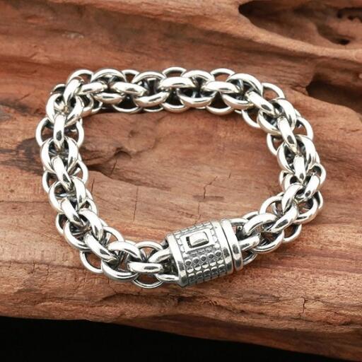 This 925 Silver Heavy Men's Link Chain Bracelet is a great layering piece or wear it alone. It's oxidized, then brush polished for a rustic feel. The chain is substantial and strong and each link is soldered for securely.

It's a wonderful gift for Men's. Excellent birthday gift, anniversary present.

https://www.etsy.com/listing/1206063497