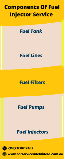 Fuel Injection Services Consist of many components like fuel tank, fuel lines, fuel filters, fuel pumps, and fuel injectors. These components make a fuel injection system. If these components don't work together then it can create a problem for the fuel injection to work. If your fuel injector is not working then visit an auto care shop. Car Service Adelaide is one of the best car service providers in entire Adelaide. Visit us at: https://www.carserviceadelaidesa.com.au/fuel-injector-service-adelaide/