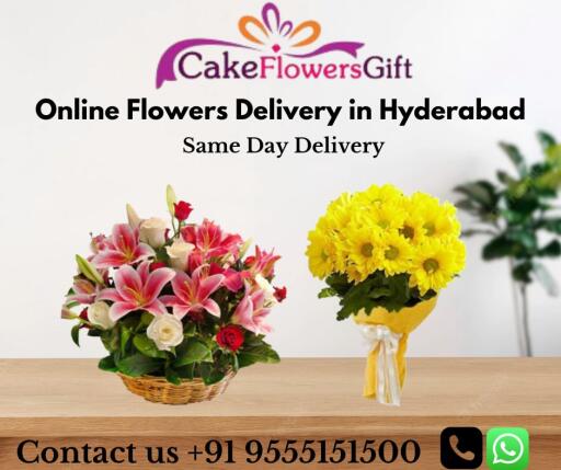 Online Flowers Delivery in Hyderabad - cakeflowersgift.com is one of the best flower delivery service provider in Hyderabad city. We provide same-day flower delivery in Hyderabad, Send Flowers to Hyderabad, and Midnight Flowers Delivery in Hyderabad. We deliver flowers with a smile to Bangalore, Delhi, and Mumbai. Book your cake & flower order today! contact us +91 9555151500