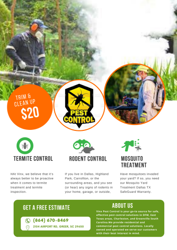 Are you afraid of pests in your home and office? No more bother now, we deal with all types of Pest Control Charleston SC Like Rats, Bedbugs, Mice, Fleas, Cockroaches, mosquito, termite, rodent & many more. For more information please visit https://vinxpestcontrol.com/service-areas/pest-control-charleston-sc/