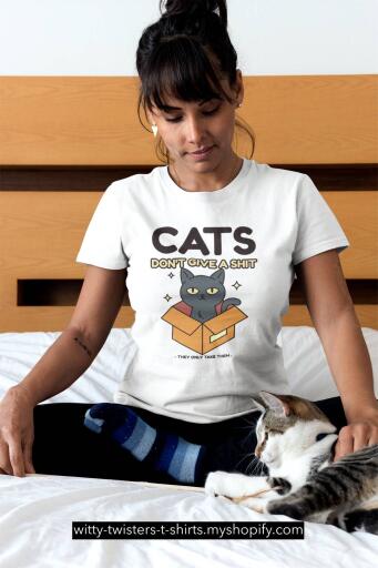 House cats don't care about you because they don't give a shit about anything, except taking one of course. If you're a pet owner and you have a cat that doesn't give a shit, then look out for where your cat takes one and wear this funny pet cat t-shirt to let them know you know. 

Buy this funny pet cat t-shirt here:

https://witty-twisters-t-shirts.myshopify.com/products/cats-dont-give-a-shit-they-only-take-them?_pos=1&_sid=edffe4e18&_ss=r