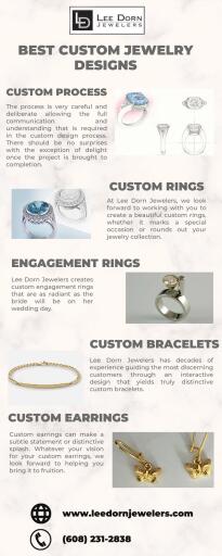 Leedorn Jewelers offers a variety of Custom Jewelry Designs for those who have a special need. The designs range from simple to elaborate, with options for both men and women. Our Team also offers custom-made designs for necklaces, bracelets, and rings etc. Get in touch with us. https://www.leedornjewelers.com/custom-jewelry-designs/