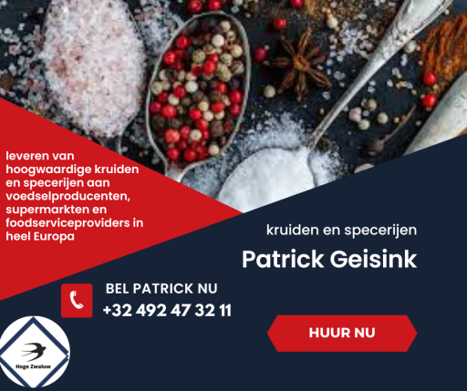Patrick Geisink levert hoogwaardige kruiden en specerijen aan voedselproducenten, supermarkten en foodserviceproviders in heel Europa. We hebben een breed scala aan producten beschikbaar, waaronder kruiden, specerijen, kruidenmelanges, essentiële oliën en extracten. We zijn trots op het bieden van uitstekende klantenservice en ondersteuning, en we doen altijd een extra stap om ervoor te zorgen dat onze klanten tevreden zijn met hun aankopen.