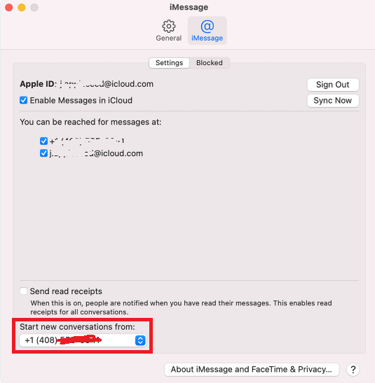 how to add a phone number to iMessage on Mac