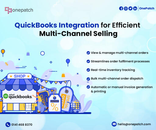 QuickBooks integrations through OnePatch allows you to view & manage multi-channel orders, streamline order fulfilment processes, real-time inventory tracking, bulk multi-channel order dispatch, automatic or manual invoice generation and printing. Make your online selling a breeze with OnePatch.