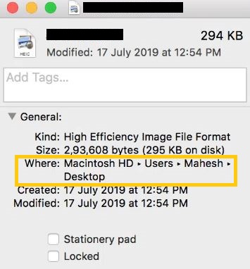 how to find file path on Mac