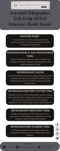 Do you think your refrigerator needs instant repair or maintenance? An HVACR professional does the needful repair and troubleshooting. But to do so, it does require the necessary tools. Discover some of the top professional refrigeration system service tools in this infographic. Ease your work by hiring a professional technician from China Walls LLC. Feel free to reach out to us.