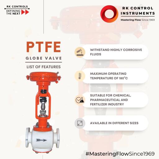 Our Series 10 PTFE Control Valves withstand highly Corrosive fluids in the Chemical, Pharmaceutical, and Fertilizer Industries and help in the smooth functioning of industrial operations. Click on the link to know more https://rkcipl.co.in/portfolio/ptfe-globe-valve/