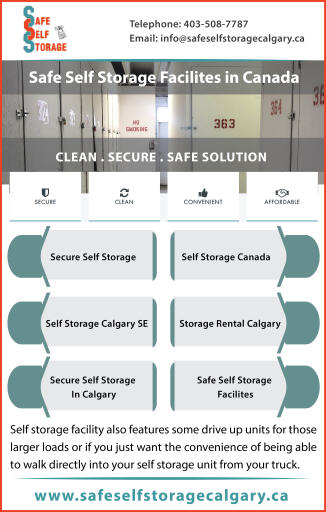 If you are looking for a good price and a quality safe self storage facilities in Calgary, then contact Safe Self Storage for the reliable storage service. Safe Self Storage is the leading storage company, offering quality service for commercial and domestic storage with six differently sized storage units at affordable prices. To know more about us please visit at: https://www.safeselfstoragecalgary.ca/