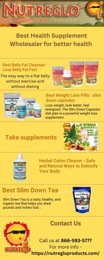 Nutreglo Products is the Best Health Supplement Wholesaler for the best price. We are a trusted provider of nutritional supplements and health products, including vitamins and minerals, teas, herbs, probiotics, protein powder, and more. Get details for a Discount.
Call us at 866-593-5777
For more info - https://nutregloproducts.com/