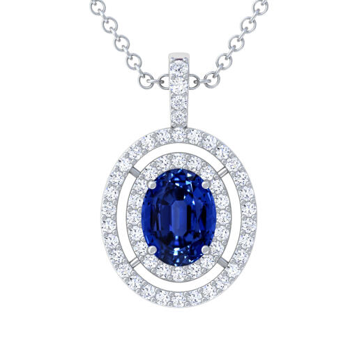 A pendant is a piece of jewelry that hangs from a chain, often worn around the neck. A halo pendant has a circle of small diamonds or other gemstones around the main stone. The "Prong settings Blue Sapphire Double Halo Pendant" is a beautiful piece of jewelry that is said to represent a strong relationship.

Explore here - https://www.gemsny.com/preset-sapphire-pendants/Oval-Cut-Untreated-Blue-Sapphire-Double-Halo-Pendant-PBS072-8X6-AAAAA/?Metal_Type=34