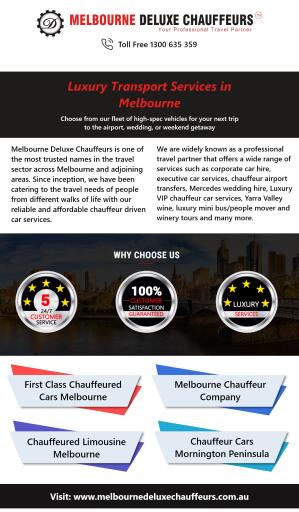 Melbourne Deluxe Chauffeurs offers competitive prices for various services. We estimate price value according to the type of vehicle and mode of service. For more information visit us at: https://www.melbournedeluxechauffeurs.com.au/