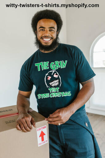Dr. Seuss wrote How The Grinch Stole Christmas, but if you're a stoner that has ever gotten high at a Christmas dinner, you're The Grin That Stole Christmas. Getting stoned at family get-togethers is as classic as drinking for the holidays, so wear this funny marijuana smokers t-shirt at your next Xmas party.

Buy this funny stoned pot smokers t-shirt here:

https://witty-twisters-t-shirts.myshopify.com/products/the-grin-that-stole-christmas-1