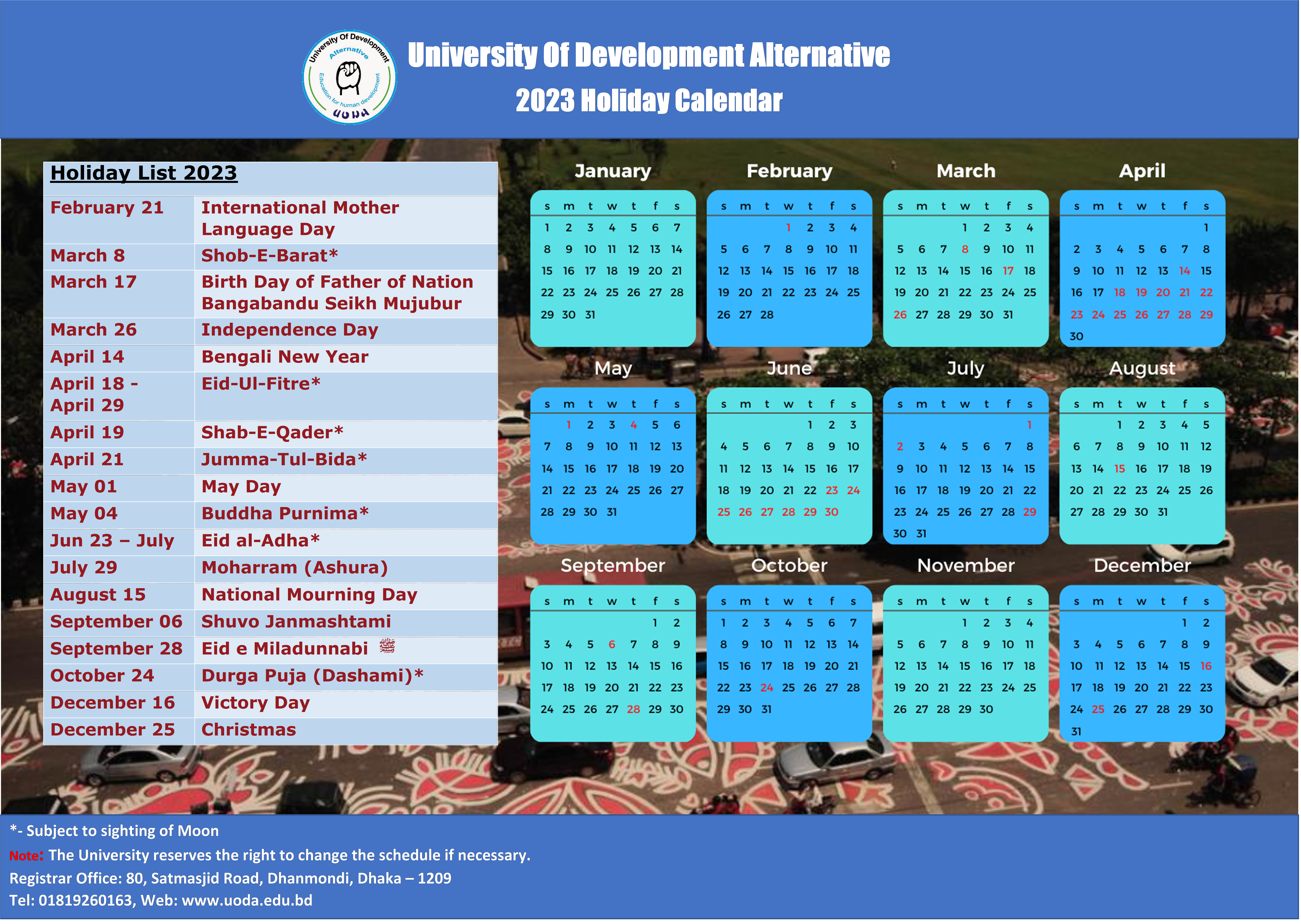 Academic Calendar for 2023