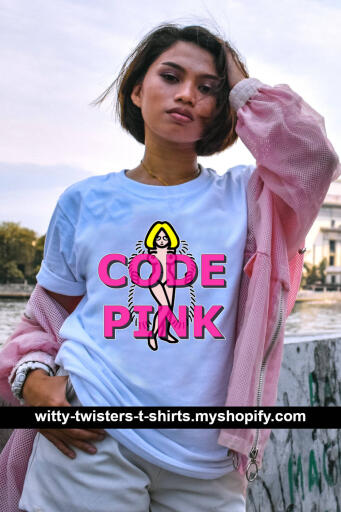 In hospitals, they have a code blue or black, etc., but on this sexy sex-related adult humor t-shirt for sexually active men or women, it's a Code Pink, referring to a woman's vagina or pussy. Pink is the new code, so adult men and women everywhere should wear this sexy adult humor t-shirt so everyone follows this code.

Buy this sexy sexually suggestive sex-related adult humor t-shirt here:

https://witty-twisters-t-shirts.myshopify.com/products/code-pink-1