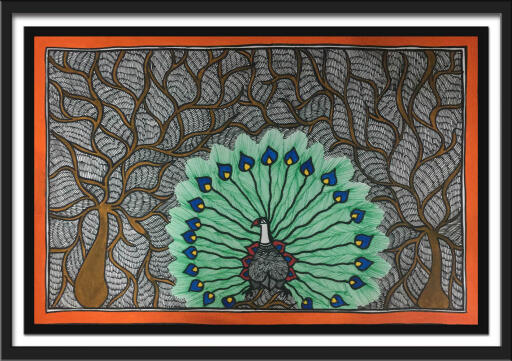 Introducing a breathtaking Madhubani paintings on handmade paper, depicting a stunning Peacock Landscape, created by the talented artist Bandana Jha. Measuring 22.5 inches in width and 15 inches in height, this artwork is sure to captivate your senses with its vibrant colors and intricate details.
This beautiful artwork is a perfect addition to any home or office, bringing a touch of traditional Indian art and culture to your space. Don't miss out on the opportunity to own this stunning Peacock Landscape Madhubani Painting by Bandana Jha. Order yours today!
To see the original paintings visit - https://dirums.com/artworks/madhubani-paintings