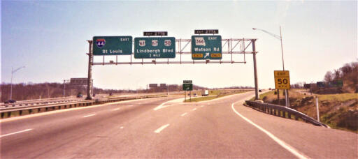 Interstate 44 East at Route 366 East, Watson Rd exit - Sunset Hills, Missouri, 1991