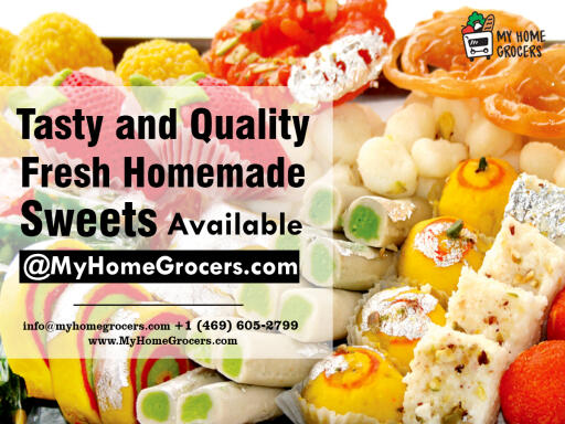 You can expect fresh and delicious sweets from us, made especially for you and delivered to your door the same day in Texas. https://www.myhomegrocers.com/en/diwali-fireworks-and-sweets-c339.html
