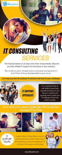 IT consulting services with innovative solutions and well-defined strategies At https://bleuwire.com/

Find Us: https://goo.gl/maps/wEdZHx1zyUN2

Deals in .....

IT Solutions Miami
Managed IT Services Miami
IT Services Fort Lauderdale
IT Consulting Services
IT Companies In Miami Florida
IT Services Near Miami

Mobility. Cloud computing. Big data. They have radically changed the business landscape. To quickly turn these advances into competitive advantages, you need it consulting services with innovative solutions, clear strategies, and deep domain expertise.

ADDRESS: 8567 Coralway #465, Miami, FL 33155
10990 NW 138th St, STE 10, Hialeah, FL 33018
3128 Coralway, Miami, FL 33145
SALES: 1 (888) 509-0075
EMAIL: info@bleuwire.com

Social---

https://twitter.com/bleuwire
https://plus.google.com/117747196385985035385
https://www.youtube.com/channel/UCDxk0ANoWjMGRtzTu-L9qpw
https://www.pinterest.com/itsupporttMiami
