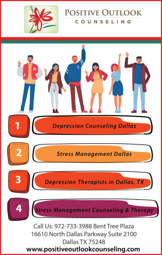 Find the best therapy for depression in Dallas at Positive Outlook Counseling and free your life from the eclipse of dark memories. We provide a warm, supportive environment in which individuals, families and couples work to overcome barriers which are limiting their full potential. To know more about us please visit at: https://www.positiveoutlookcounseling.com/
