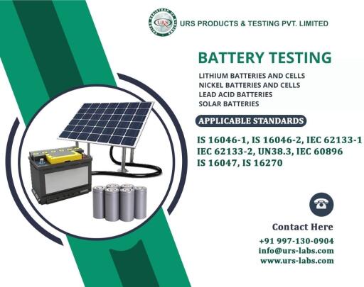 URS Labs battery testing services can discover your target competition laws for cells, batteries, and modules to verify contractual or regulatory compliance. We offer battery comparison testing to both national and international standards, as well as life cycle analysis of batteries.

For more information reach us at below details:- 
URS Products & Testing 
F-3, Sector 06, Noida- 201301, India 
Call : +91-9971300904 | 91-120-4516264, 65 
E-mail: info@urs-labs.com 
Website: https://www.urs-labs.com/batteries-testing