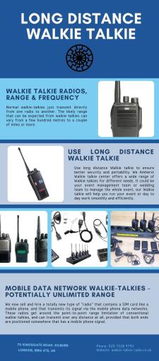 Use long distance Walkie talkie to ensure better security and portability. We Amherst Walkie talkie center offers a wide range of Walkie talkies for different needs. It could be your event management team or wedding team to manage the whole event, our Walkie talkie will help you run your event or day to day work smoothly and efficiently. Our high standard radios are suitable for use in shoes, shopping centers, schools, colleges, hotels, bars, pubs, nightclubs, farms, gardens and lot many areas. Also, updates and info are available on how our Walkie talkie radios can be useful in this COVID19 outbreak. Visit us at: https://www.walkie-talkie-radio.co.uk/information/radios-range-frequency