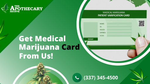 The Apothecary Shoppe offers medical marijuana cards in Lafayette, Louisiana that enables you to shop and use marijuana for medical purpose. For more information call us at 337-345-4500 and visit our website.