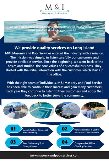 Do you need a complete pool filter cleaning service? Then we are the right business for you. We take pride in our knowledge and experience, enabling us to provide you with the superior service you demand. Visit our website to learn more at: https://www.masonryandpoolservices.com/