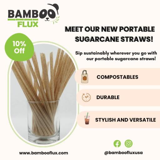 Nature’s gift for guilt-free sipping is our eco-friendly sugarcane straws. Join the movement towards sustainability with our sugar cane biodegradable straws. Reduce single-use plastic and get involved in the movement to preserve the environment. Enjoy your sip while being green. Experience the pleasure of mindful consumership with our biodegradable sugarcane straws. Shop at https://bambooflux.com/product/environmentally-friendly-sugarcane-straws/