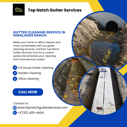 Did you know that well-maintained gutters can increase your property value? Trust us for all your gutter cleaning, installation, repair services. We understand the unique gutter needs of Highlands Ranch. Count on us for personalized gutter cleaning solutions tailored to your property. For more inquiries visit our website and call at- +1(720) 425-4404.

Know More: https://topnotchgutterservices.com/gutter-cleaning-highland-ranch/